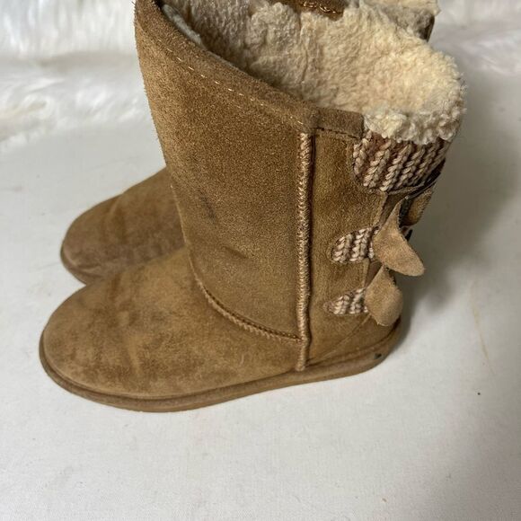 BearPaw youth suedes and back knit boots with sheep skin wool blend lining SZ4 - Picture 3 of 12
